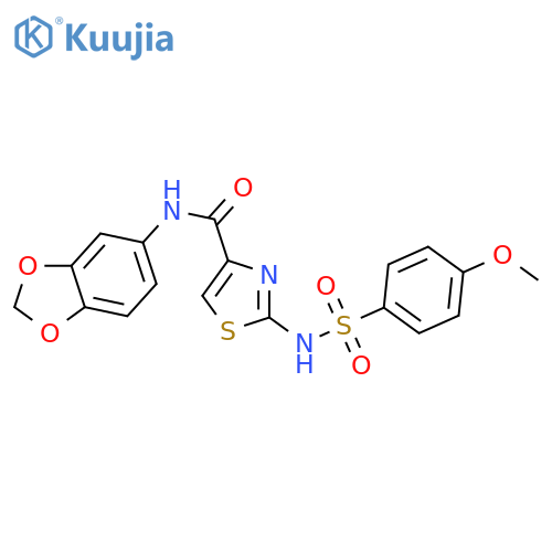 N-(2H-1,3-benzodioxol-5-yl)-2-(4-methoxybenzenesulfonamido)-1,3-thiazole-4-carboxamide structure