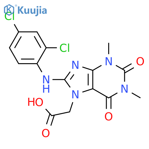 2-{8-[(2,4-dichlorophenyl)amino]-1,3-dimethyl-2,6-dioxo-2,3,6,7-tetrahydro-1H-purin-7-yl}acetic acid structure