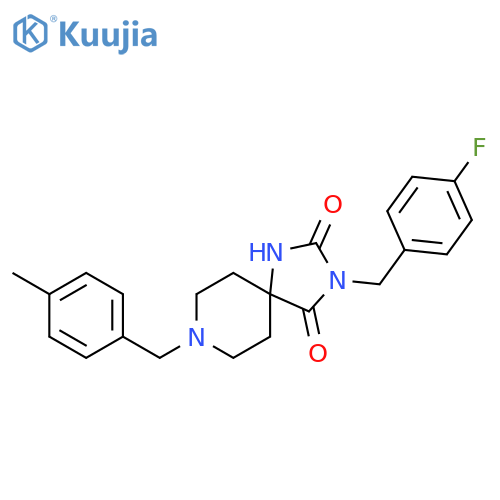 3-[(4-fluorophenyl)methyl]-8-[(4-methylphenyl)methyl]-1,3,8-triazaspiro[4.5]decane-2,4-dione structure