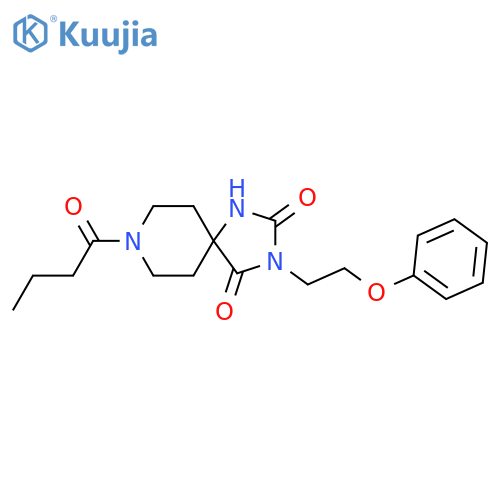 8-butanoyl-3-(2-phenoxyethyl)-1,3,8-triazaspiro[4.5]decane-2,4-dione structure