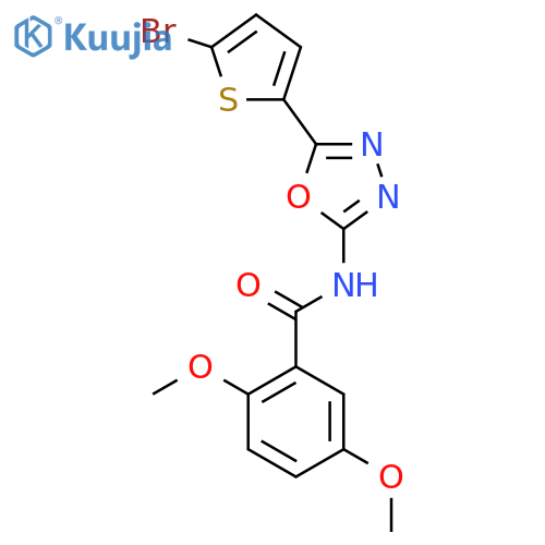 N-[5-(5-bromothiophen-2-yl)-1,3,4-oxadiazol-2-yl]-2,5-dimethoxybenzamide structure
