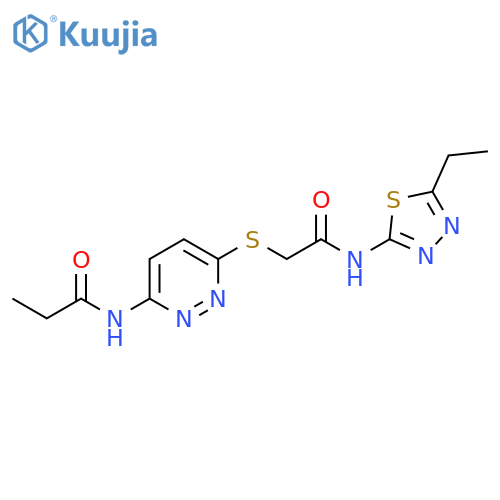 N-[6-({[(5-ethyl-1,3,4-thiadiazol-2-yl)carbamoyl]methyl}sulfanyl)pyridazin-3-yl]propanamide structure