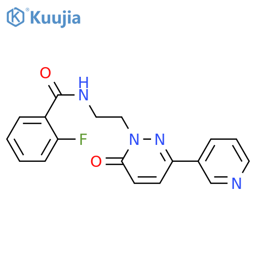 2-fluoro-N-{2-[6-oxo-3-(pyridin-3-yl)-1,6-dihydropyridazin-1-yl]ethyl}benzamide structure