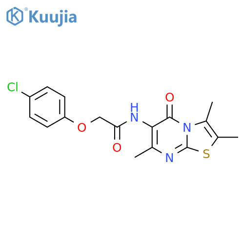 2-(4-chlorophenoxy)-N-{2,3,7-trimethyl-5-oxo-5H-[1,3]thiazolo[3,2-a]pyrimidin-6-yl}acetamide structure