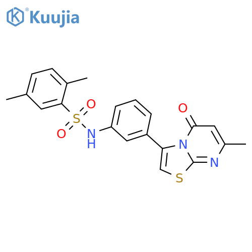 2,5-dimethyl-N-(3-{7-methyl-5-oxo-5H-[1,3]thiazolo[3,2-a]pyrimidin-3-yl}phenyl)benzene-1-sulfonamide structure
