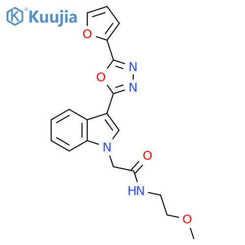 2-{3-[5-(furan-2-yl)-1,3,4-oxadiazol-2-yl]-1H-indol-1-yl}-N-(2-methoxyethyl)acetamide structure