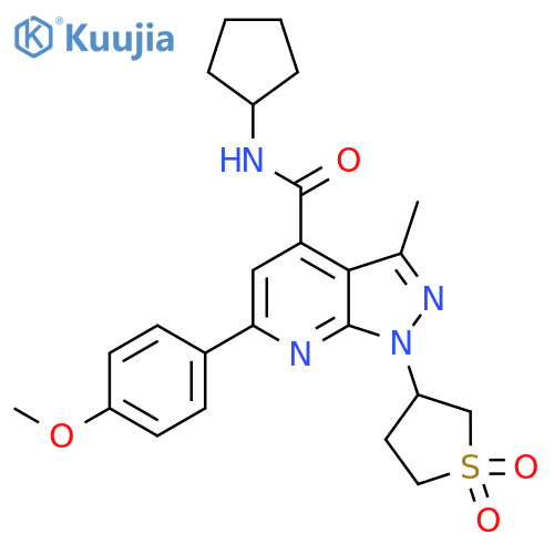 N-cyclopentyl-1-(1,1-dioxo-1lambda6-thiolan-3-yl)-6-(4-methoxyphenyl)-3-methyl-1H-pyrazolo[3,4-b]pyridine-4-carboxamide structure