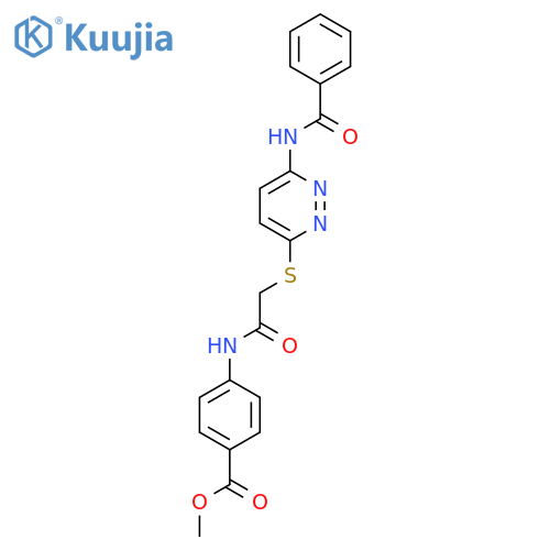 methyl 4-{2-[(6-benzamidopyridazin-3-yl)sulfanyl]acetamido}benzoate structure