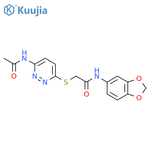 N-(2H-1,3-benzodioxol-5-yl)-2-[(6-acetamidopyridazin-3-yl)sulfanyl]acetamide structure