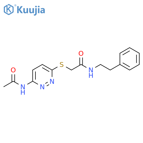 2-[(6-acetamidopyridazin-3-yl)sulfanyl]-N-(2-phenylethyl)acetamide structure