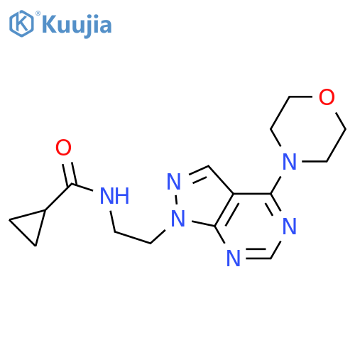 N-{2-[4-(morpholin-4-yl)-1H-pyrazolo[3,4-d]pyrimidin-1-yl]ethyl}cyclopropanecarboxamide structure