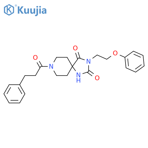 3-(2-phenoxyethyl)-8-(3-phenylpropanoyl)-1,3,8-triazaspiro[4.5]decane-2,4-dione structure