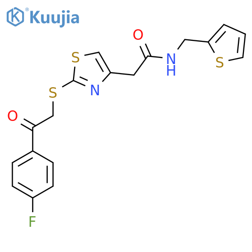 2-(2-{[2-(4-fluorophenyl)-2-oxoethyl]sulfanyl}-1,3-thiazol-4-yl)-N-[(thiophen-2-yl)methyl]acetamide structure