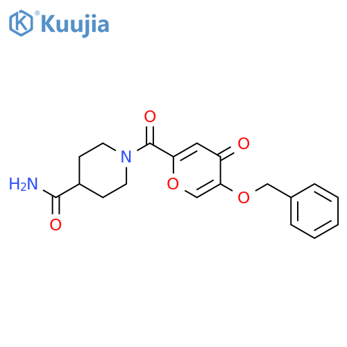 1-[5-(benzyloxy)-4-oxo-4H-pyran-2-carbonyl]piperidine-4-carboxamide structure