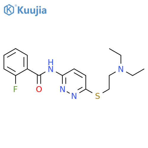 N-(6-{[2-(diethylamino)ethyl]sulfanyl}pyridazin-3-yl)-2-fluorobenzamide structure