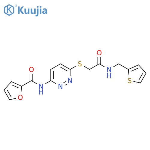 N-{6-[({[(thiophen-2-yl)methyl]carbamoyl}methyl)sulfanyl]pyridazin-3-yl}furan-2-carboxamide structure