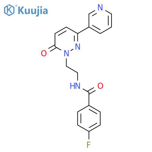 4-fluoro-N-{2-[6-oxo-3-(pyridin-3-yl)-1,6-dihydropyridazin-1-yl]ethyl}benzamide structure