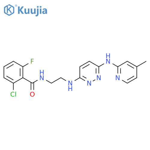 2-chloro-6-fluoro-N-[2-({6-[(4-methylpyridin-2-yl)amino]pyridazin-3-yl}amino)ethyl]benzamide structure