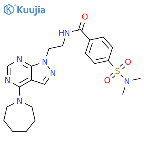 N-{2-[4-(azepan-1-yl)-1H-pyrazolo[3,4-d]pyrimidin-1-yl]ethyl}-4-(dimethylsulfamoyl)benzamide structure
