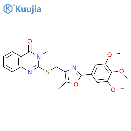 3-methyl-2-({[5-methyl-2-(3,4,5-trimethoxyphenyl)-1,3-oxazol-4-yl]methyl}sulfanyl)-3,4-dihydroquinazolin-4-one structure