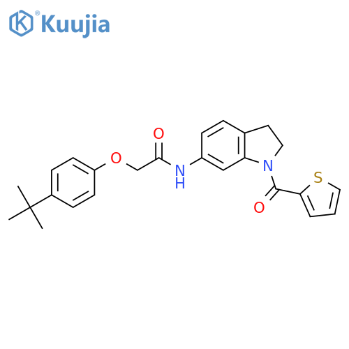 2-(4-tert-butylphenoxy)-N-[1-(thiophene-2-carbonyl)-2,3-dihydro-1H-indol-6-yl]acetamide structure