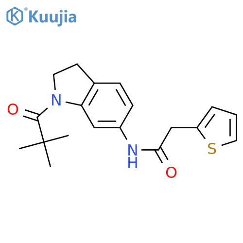 N-[1-(2,2-dimethylpropanoyl)-2,3-dihydro-1H-indol-6-yl]-2-(thiophen-2-yl)acetamide structure