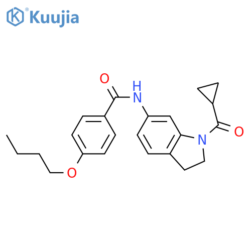 4-butoxy-N-(1-cyclopropanecarbonyl-2,3-dihydro-1H-indol-6-yl)benzamide structure