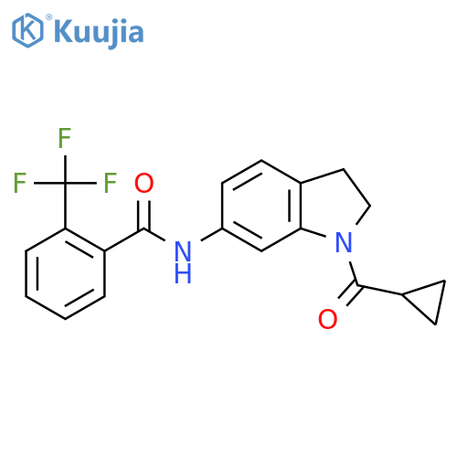 N-(1-cyclopropanecarbonyl-2,3-dihydro-1H-indol-6-yl)-2-(trifluoromethyl)benzamide structure