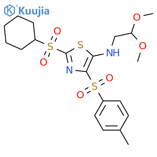 2-(cyclohexanesulfonyl)-N-(2,2-dimethoxyethyl)-4-(4-methylbenzenesulfonyl)-1,3-thiazol-5-amine structure