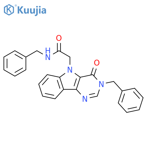 N-benzyl-2-{3-benzyl-4-oxo-3H,4H,5H-pyrimido[5,4-b]indol-5-yl}acetamide structure
