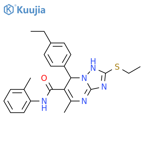 7-(4-ethylphenyl)-2-(ethylsulfanyl)-5-methyl-N-(2-methylphenyl)-4H,7H-[1,2,4]triazolo[1,5-a]pyrimidine-6-carboxamide structure