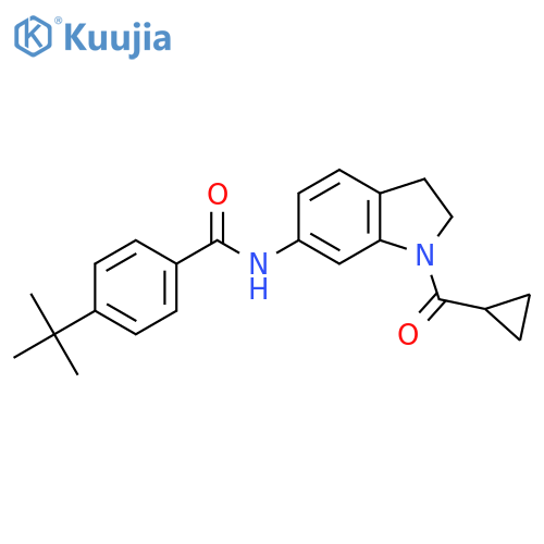 4-tert-butyl-N-(1-cyclopropanecarbonyl-2,3-dihydro-1H-indol-6-yl)benzamide structure