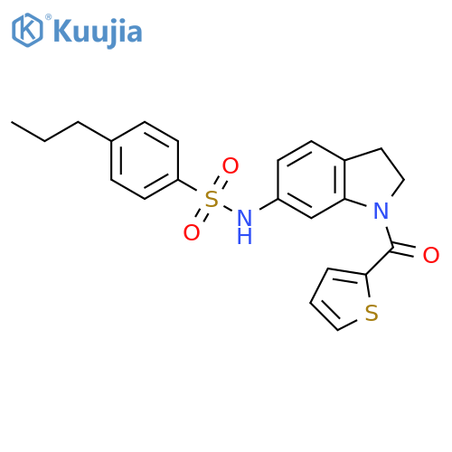 4-propyl-N-[1-(thiophene-2-carbonyl)-2,3-dihydro-1H-indol-6-yl]benzene-1-sulfonamide structure