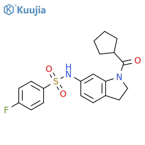 N-(1-cyclopentanecarbonyl-2,3-dihydro-1H-indol-6-yl)-4-fluorobenzene-1-sulfonamide structure