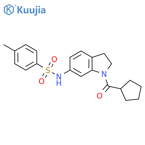N-(1-cyclopentanecarbonyl-2,3-dihydro-1H-indol-6-yl)-4-methylbenzene-1-sulfonamide structure