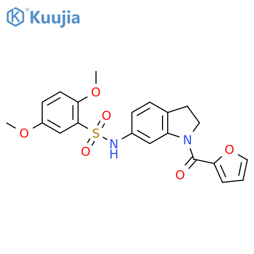 N-[1-(furan-2-carbonyl)-2,3-dihydro-1H-indol-6-yl]-2,5-dimethoxybenzene-1-sulfonamide structure