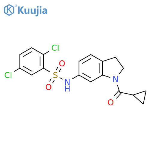 2,5-dichloro-N-(1-cyclopropanecarbonyl-2,3-dihydro-1H-indol-6-yl)benzene-1-sulfonamide structure