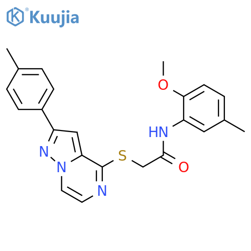 N-(2-methoxy-5-methylphenyl)-2-{[2-(4-methylphenyl)pyrazolo[1,5-a]pyrazin-4-yl]sulfanyl}acetamide structure