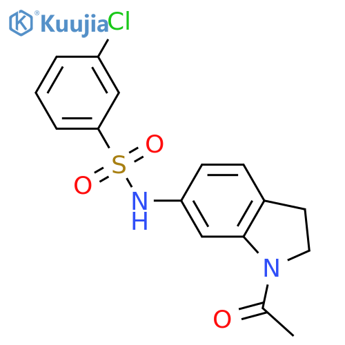 N-(1-acetyl-2,3-dihydro-1H-indol-6-yl)-3-chlorobenzene-1-sulfonamide structure