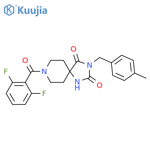 8-(2,6-difluorobenzoyl)-3-[(4-methylphenyl)methyl]-1,3,8-triazaspiro[4.5]decane-2,4-dione structure