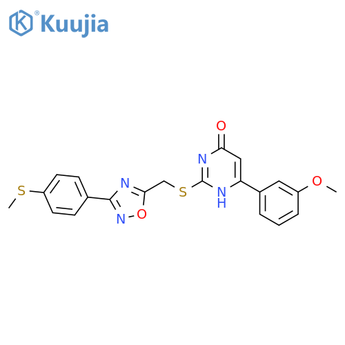 6-(3-methoxyphenyl)-2-[({3-[4-(methylsulfanyl)phenyl]-1,2,4-oxadiazol-5-yl}methyl)sulfanyl]pyrimidin-4-ol structure