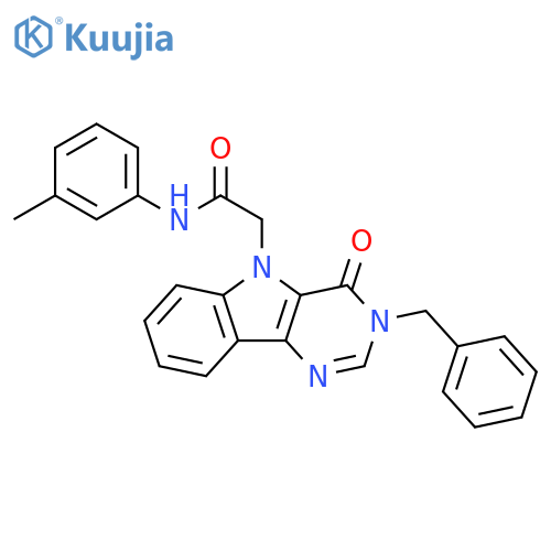 2-{3-benzyl-4-oxo-3H,4H,5H-pyrimido[5,4-b]indol-5-yl}-N-(3-methylphenyl)acetamide structure