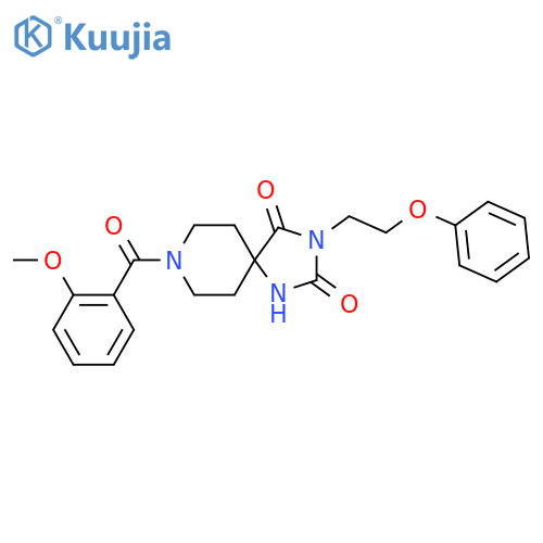 8-(2-methoxybenzoyl)-3-(2-phenoxyethyl)-1,3,8-triazaspiro[4.5]decane-2,4-dione structure