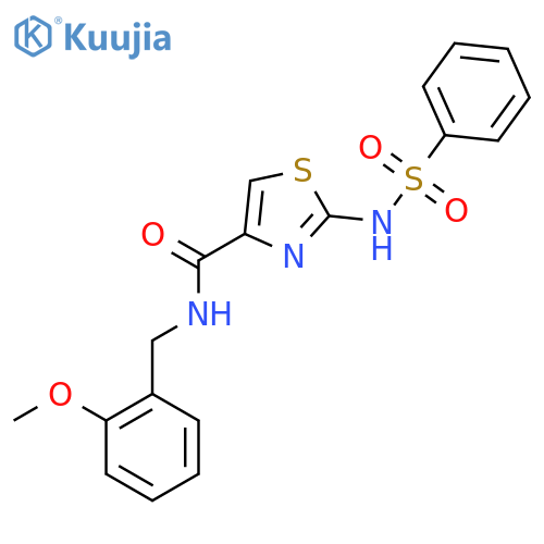 2-benzenesulfonamido-N-[(2-methoxyphenyl)methyl]-1,3-thiazole-4-carboxamide structure