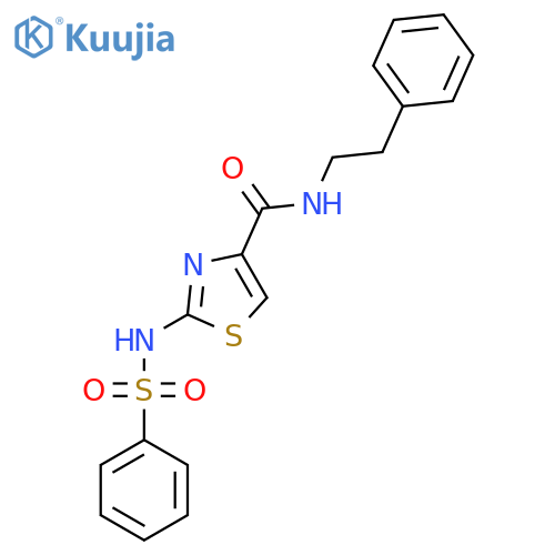 2-benzenesulfonamido-N-(2-phenylethyl)-1,3-thiazole-4-carboxamide structure