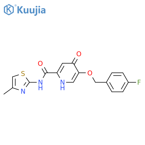 5-[(4-fluorophenyl)methoxy]-N-(4-methyl-1,3-thiazol-2-yl)-4-oxo-1,4-dihydropyridine-2-carboxamide structure