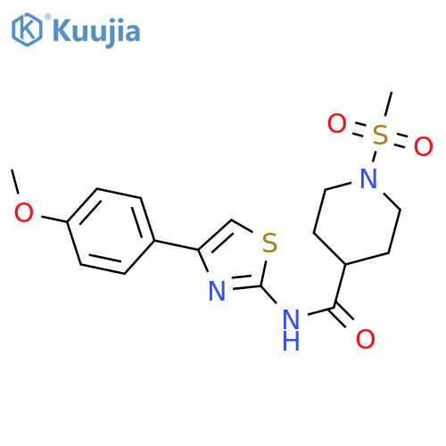 1-methanesulfonyl-N-[4-(4-methoxyphenyl)-1,3-thiazol-2-yl]piperidine-4-carboxamide structure