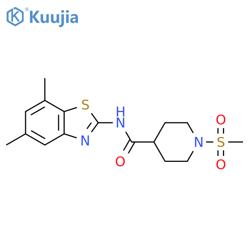 N-(5,7-dimethyl-1,3-benzothiazol-2-yl)-1-methanesulfonylpiperidine-4-carboxamide structure