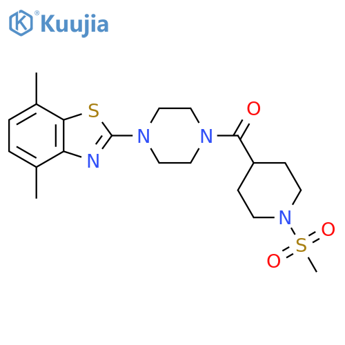 2-[4-(1-methanesulfonylpiperidine-4-carbonyl)piperazin-1-yl]-4,7-dimethyl-1,3-benzothiazole structure