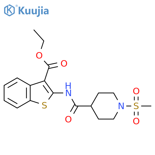 ethyl 2-(1-methanesulfonylpiperidine-4-amido)-1-benzothiophene-3-carboxylate structure